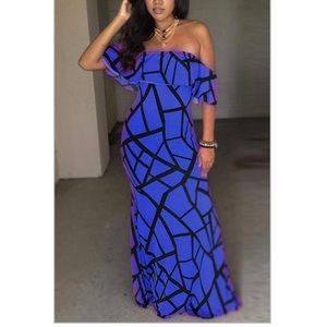 BNWOT Blue/Back Ankle Length Dress